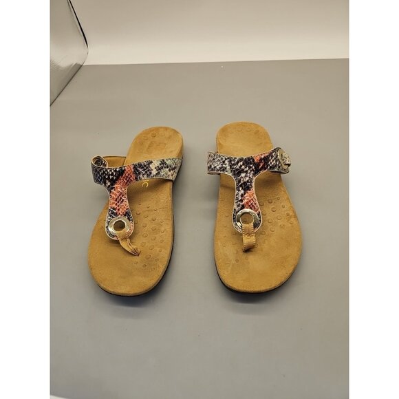 Vionic Lana Leather Faux Snake Skin Podiatrist Designed Thong Sandals Size 9 - Picture 1 of 6